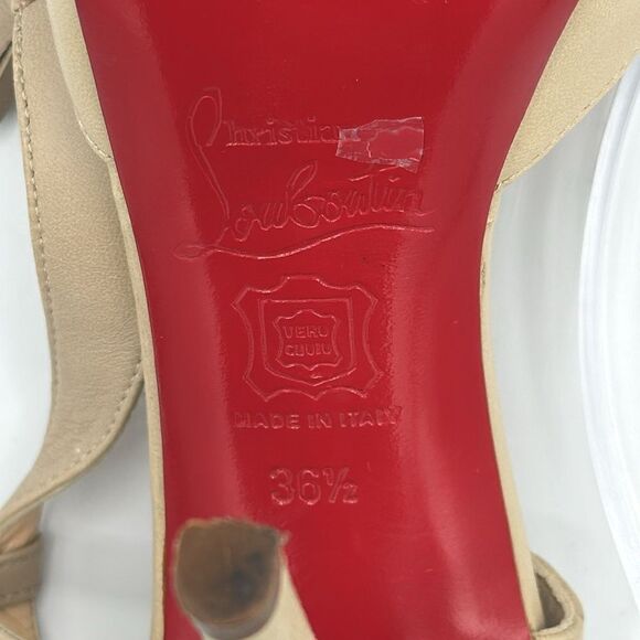 CHRISTIAN LOUBOUTIN Beige Leather Sometimes Lace Up Heels EU 36.5/ US 6.5 - Picture 11 of 13